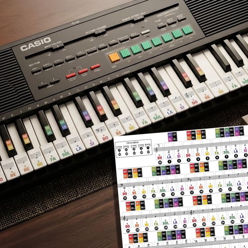 Stickers Adhesivos Calcos Para Piano Organo Notas Musicales