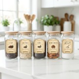 Etiquetas Frasco Despensa Alacena Apothecary Vintage Vinilo 5x6,5cm x48 unidades