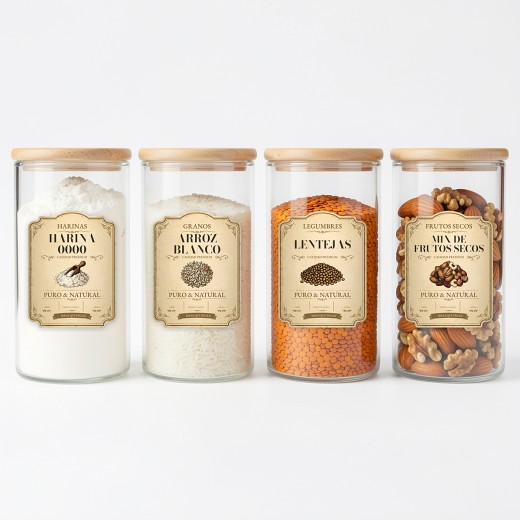 Etiquetas Frasco Despensa Alacena Apothecary Vintage Vinilo 5x6,5cm x48 unidades