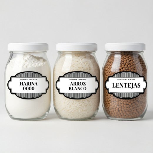 Etiquetas Frasco Yogurt Despensa Alacena Vintage Vinilo 5,1x2,7cm x48 unidades