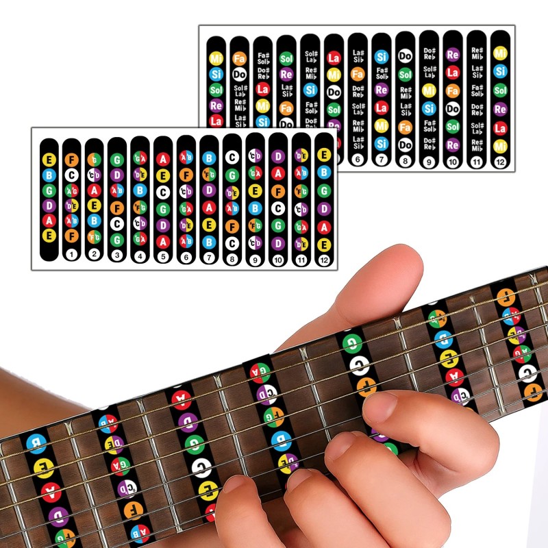 Stickers Adhesivos Calcos Educativos Para Guitarra Notas Musicales