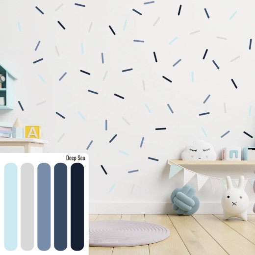 Stickers Vinilo Infantil Confeti Confite Tiras Colores Pastel Deep Sea 120un