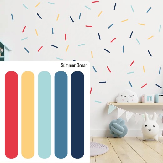 Stickers Vinilo Infantil Confeti Confite Tiras Colores Summer Ocean 120un