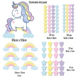 Vinilo Decorativo Infantil Unicornio Cute Arcoíris Estrellas Corazones XL 120x70cm