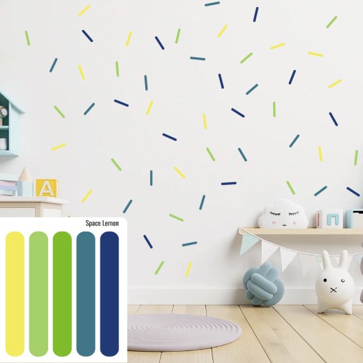 Stickers Vinilo Infantil Confeti Confite Tiras Colores Space Lemon 120un