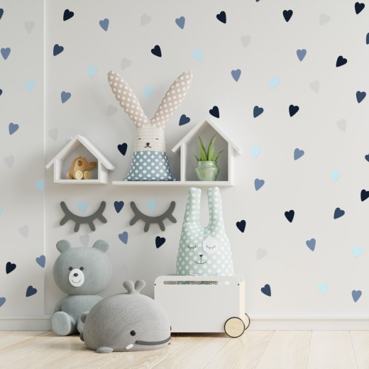 Stickers Vinilo Infantil Corazones Colores Deep Sea 120un