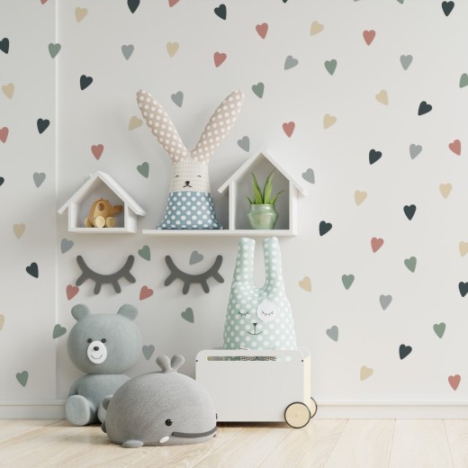 Stickers Vinilo Infantil Corazones Colores Earthy Tones 120un