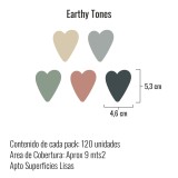 Stickers Vinilo Infantil Corazones Colores Earthy Tones 120un
