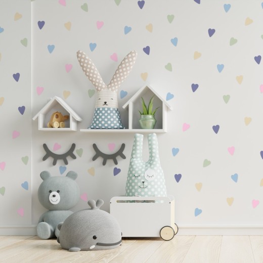 Stickers Vinilo Infantil Corazones Colores Pastel Dreamland 120un