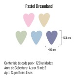 Stickers Vinilo Infantil Corazones Colores Pastel Dreamland 120un