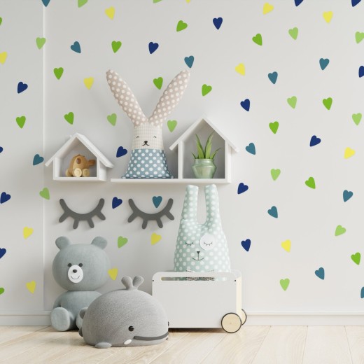 Stickers Vinilo Infantil Corazones Colores Space Lemon 120un