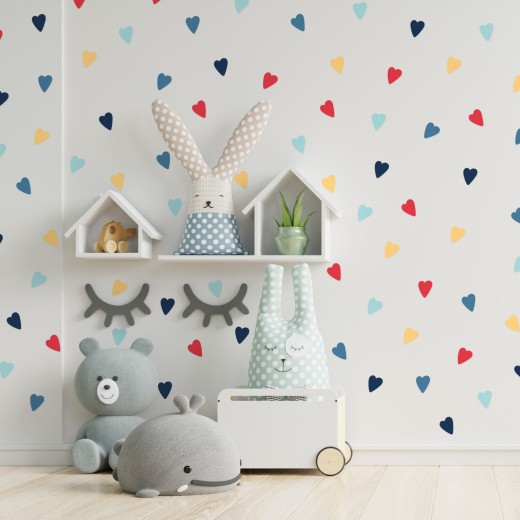Stickers Vinilo Infantil Corazones Colores Summer Ocean 120un