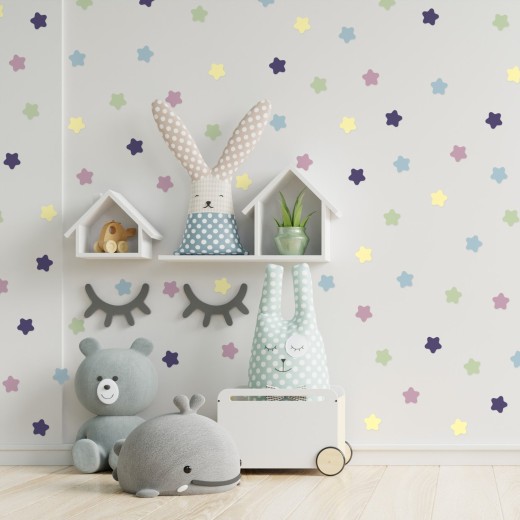 Stickers Vinilo Infantil Estrellas Colores Pastel Serenity 120un