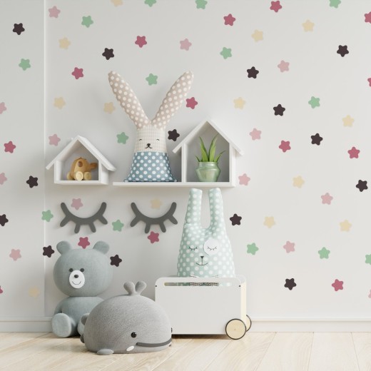 Stickers Vinilo Infantil Estrellas Colores Peachy Delight 120un