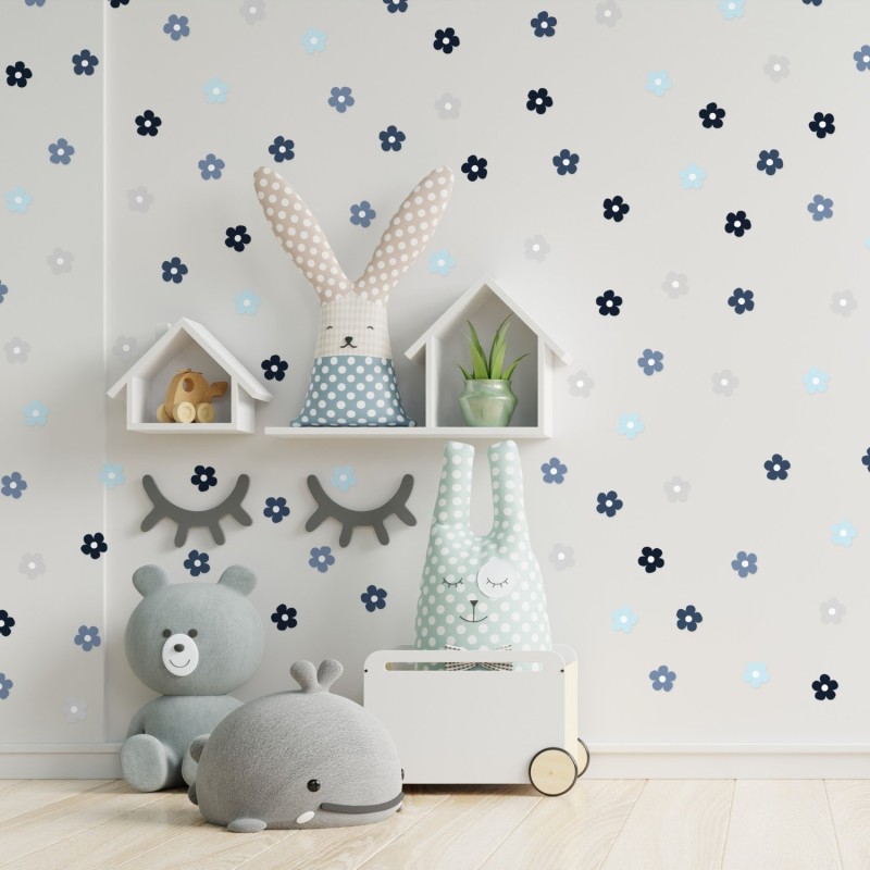 Stickers Vinilo Infantil Flores A Colores Deep Sea 120un