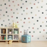 Stickers Vinilo Infantil Flores A Colores Earthy Tones 120un