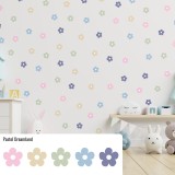 Stickers Vinilo Infantil Flores A Colores Pastel Dreamland 120un