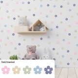 Stickers Vinilo Infantil Flores A Colores Pastel Dreamland 120un