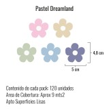 Stickers Vinilo Infantil Flores A Colores Pastel Dreamland 120un