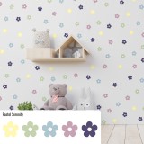 Stickers Vinilo Infantil Flores A Colores Pastel Serenity 120un