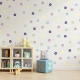 Stickers Vinilo Infantil Flores A Colores Pastel Serenity 120un