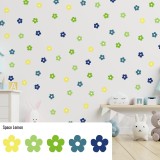 Stickers Vinilo Infantil Flores A Colores Space Lemon 120un