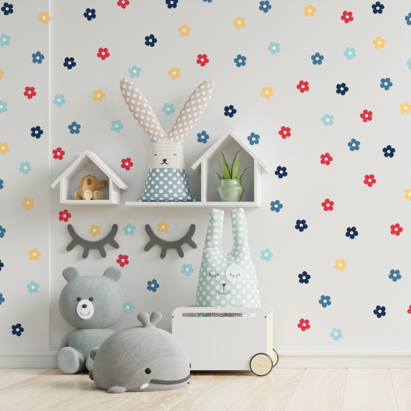 Stickers Vinilo Infantil Flores A Colores Summer Ocean 120un