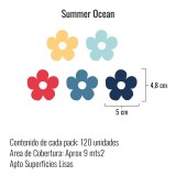 Stickers Vinilo Infantil Flores A Colores Summer Ocean 120un