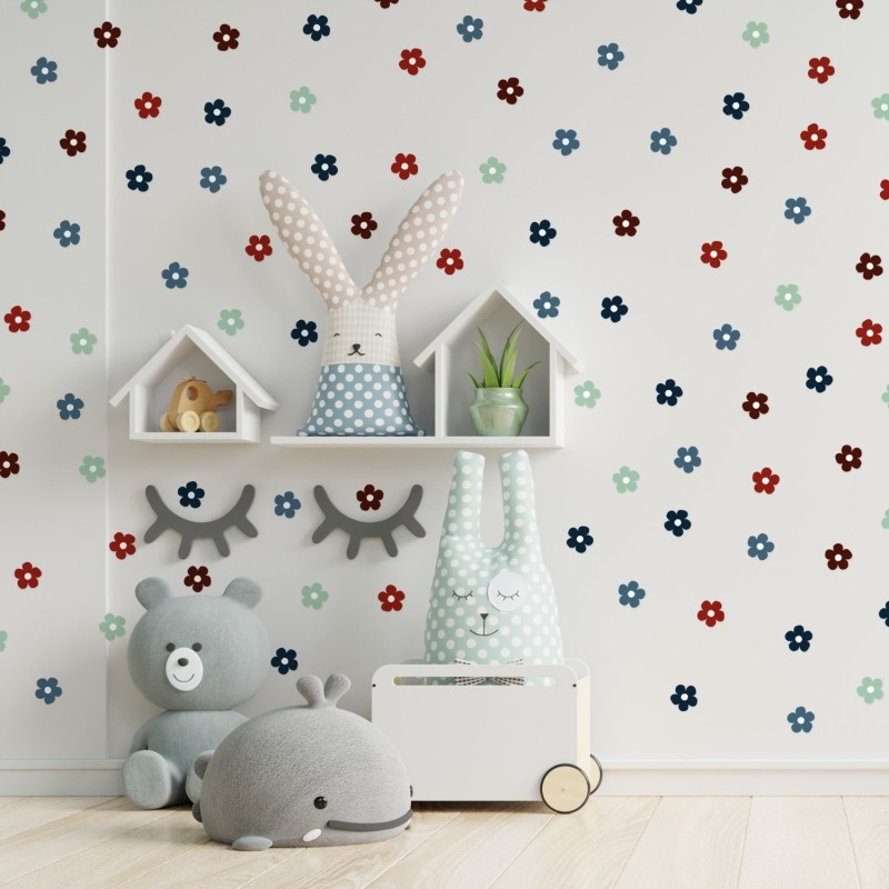 Stickers Vinilo Infantil Flores A Colores Wine and Sea 120un