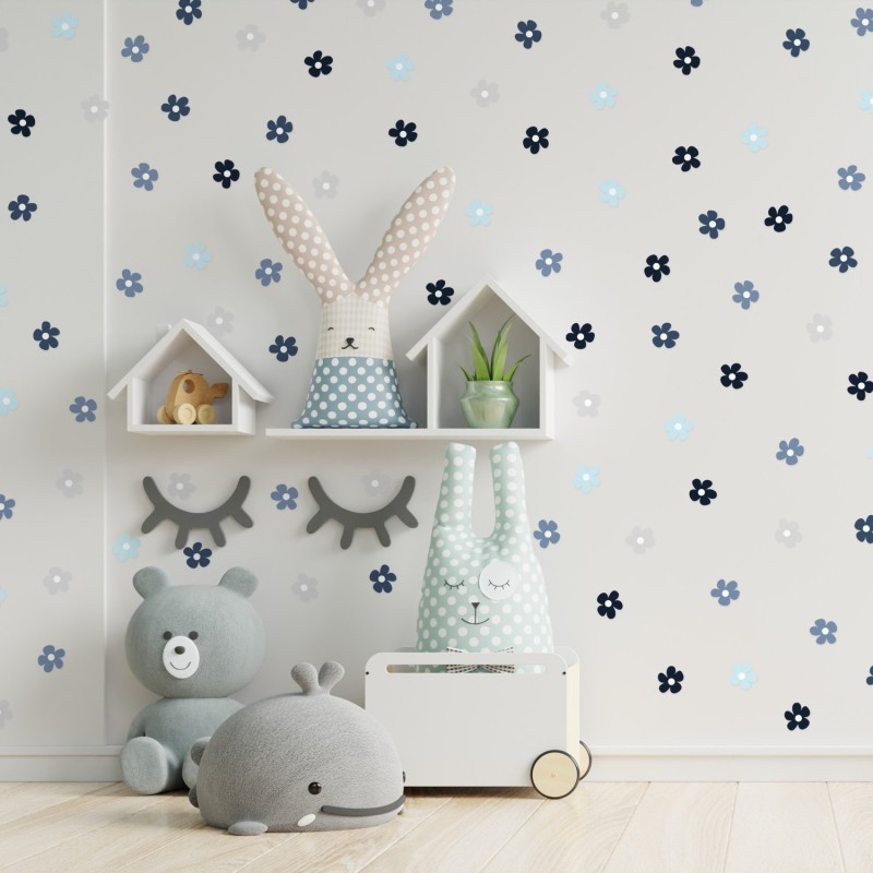 Stickers Vinilo Infantil Flores B Colores Deep Sea 120un