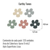Stickers Vinilo Infantil Flores B Colores Earthy Tones 120un