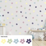 Stickers Vinilo Infantil Flores B Colores Pastel Serenity 120un