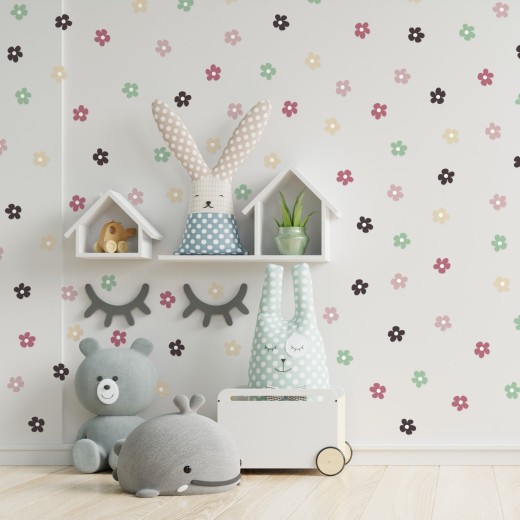 Stickers Vinilo Infantil Flores B Colores Peachy Delight 120un