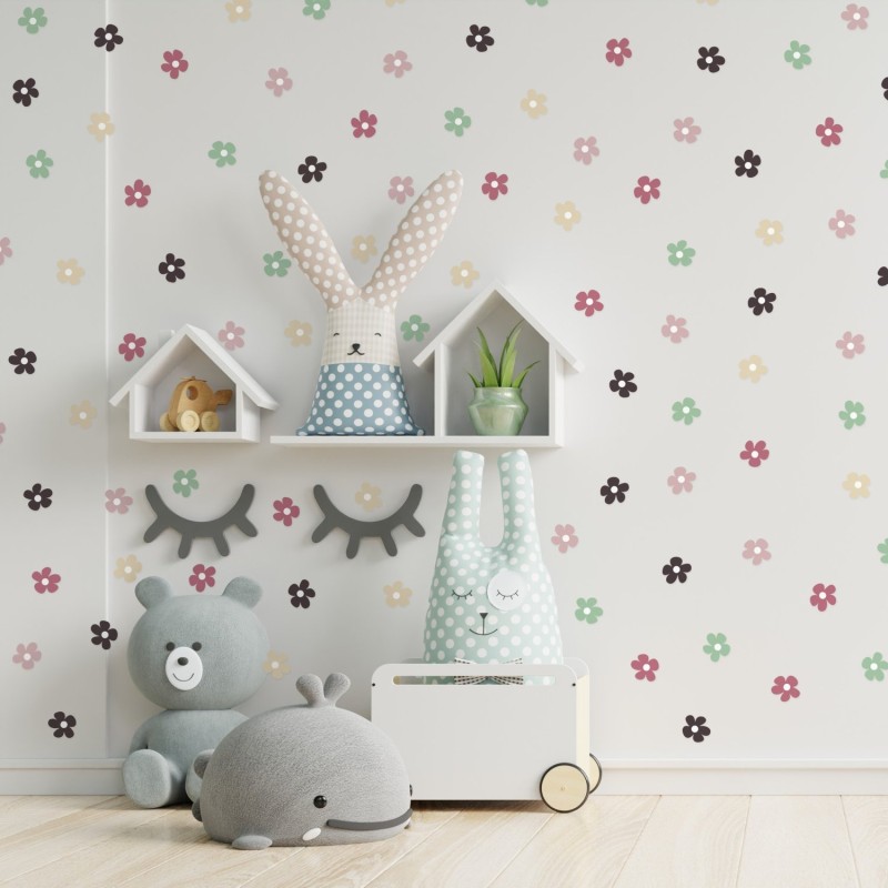 Stickers Vinilo Infantil Flores B Colores Peachy Delight 120un