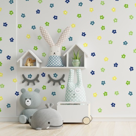 Stickers Vinilo Infantil Flores B Colores Space Lemon 120un