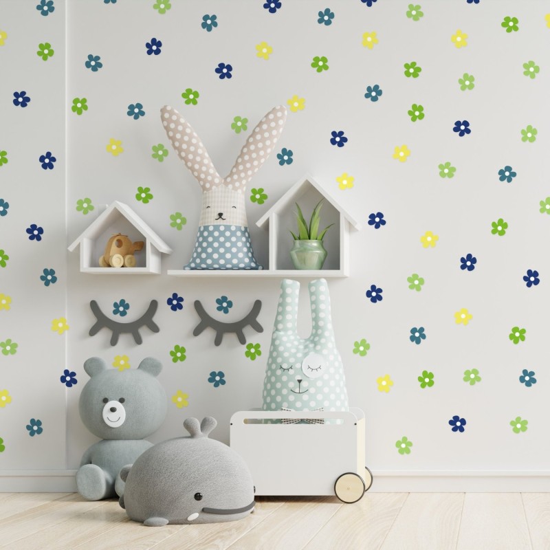 Stickers Vinilo Infantil Flores B Colores Space Lemon 120un