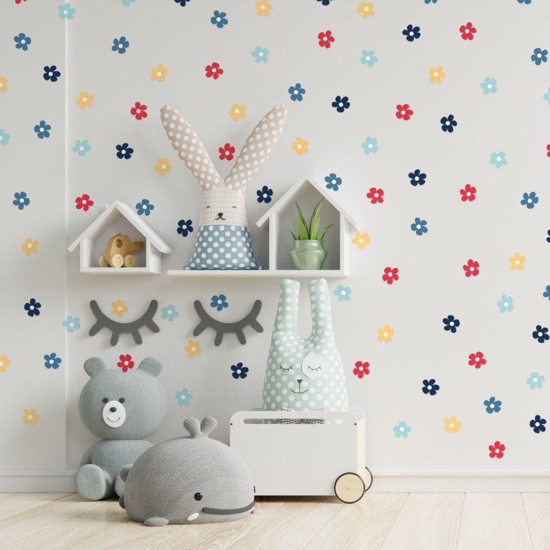 Stickers Vinilo Infantil Flores B Colores Summer Ocean 120un