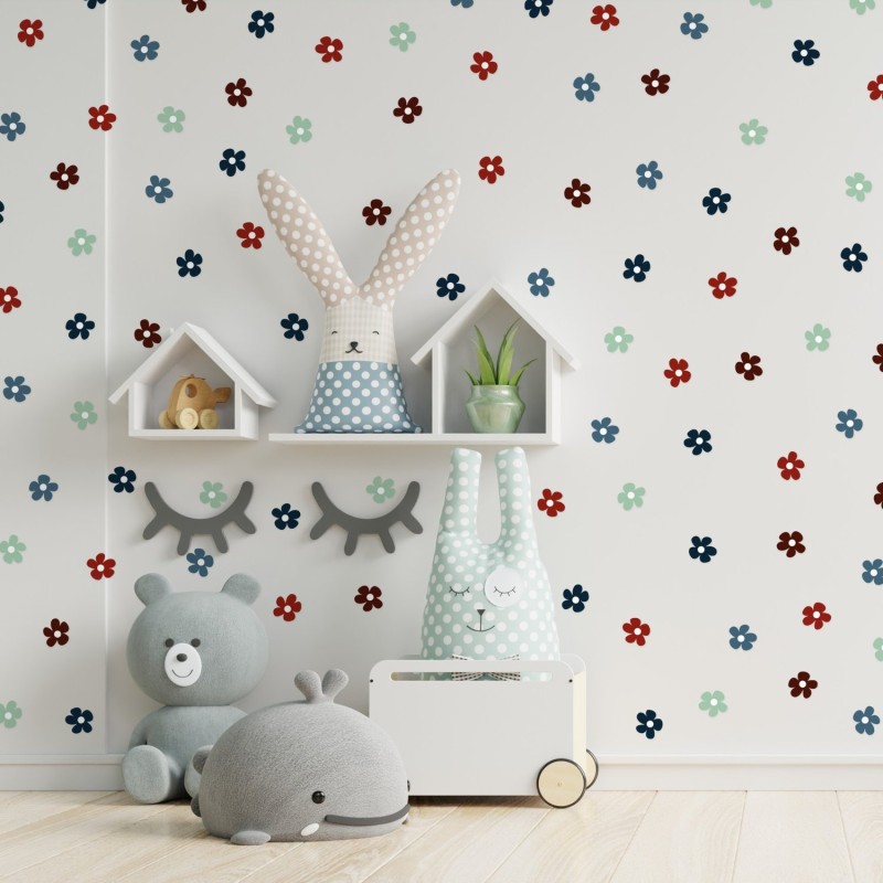 Stickers Vinilo Infantil Flores B Colores Wine and Sea 120un