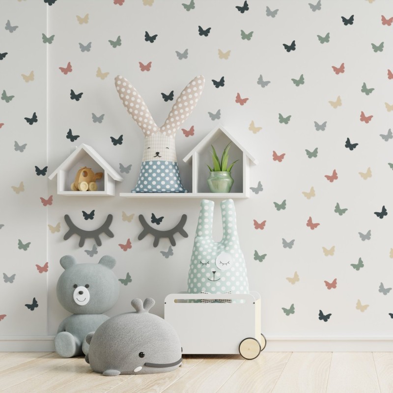 Stickers Vinilo Infantil Mariposas Colores Earthy Tones 120un
