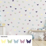 Stickers Vinilo Infantil Mariposas Colores Pastel Serenity 120un