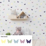 Stickers Vinilo Infantil Mariposas Colores Pastel Serenity 120un