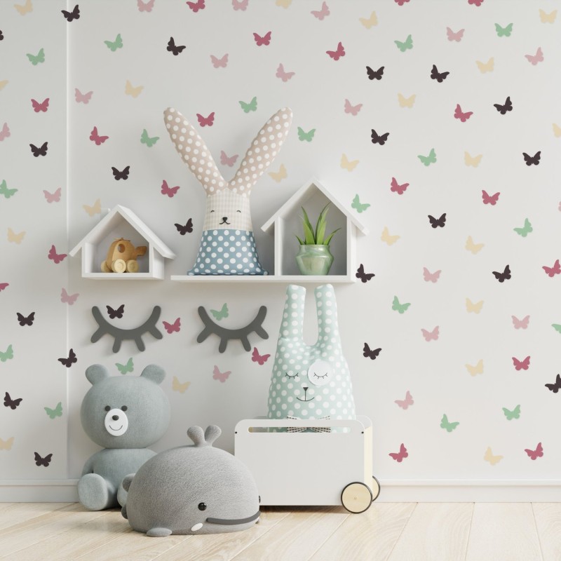 Stickers Vinilo Infantil Mariposas Colores Peachy Delight 120un