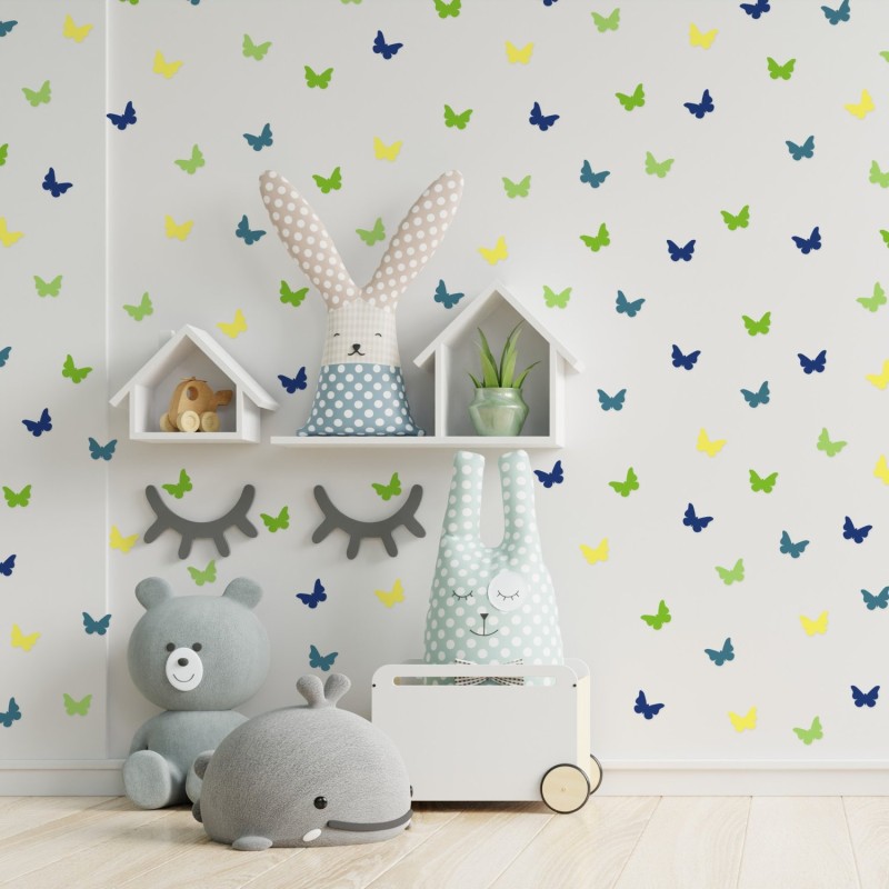 Stickers Vinilo Infantil Mariposas Colores Space Lemon 120un